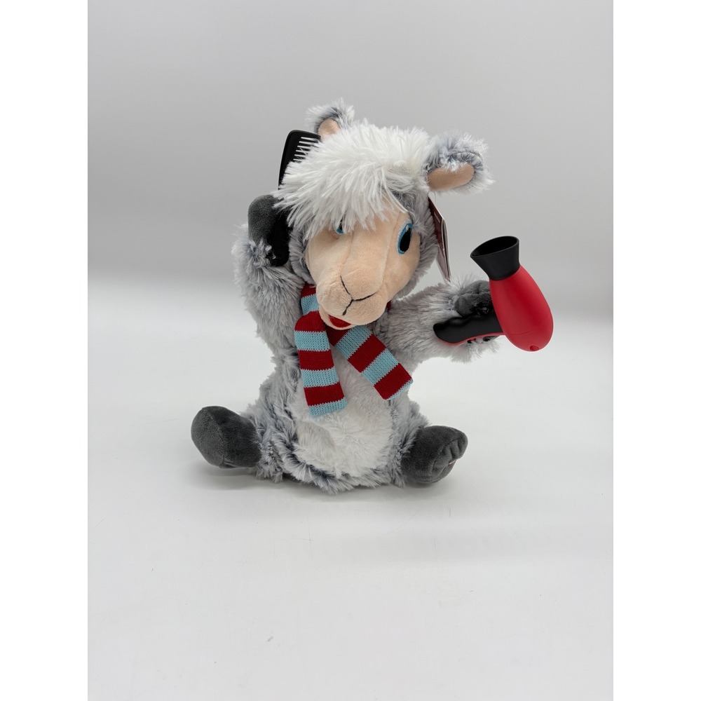 Gemmy Home Accents Holiday Animated Styling Llama Plush‎ Toy Comb Hair Dryer